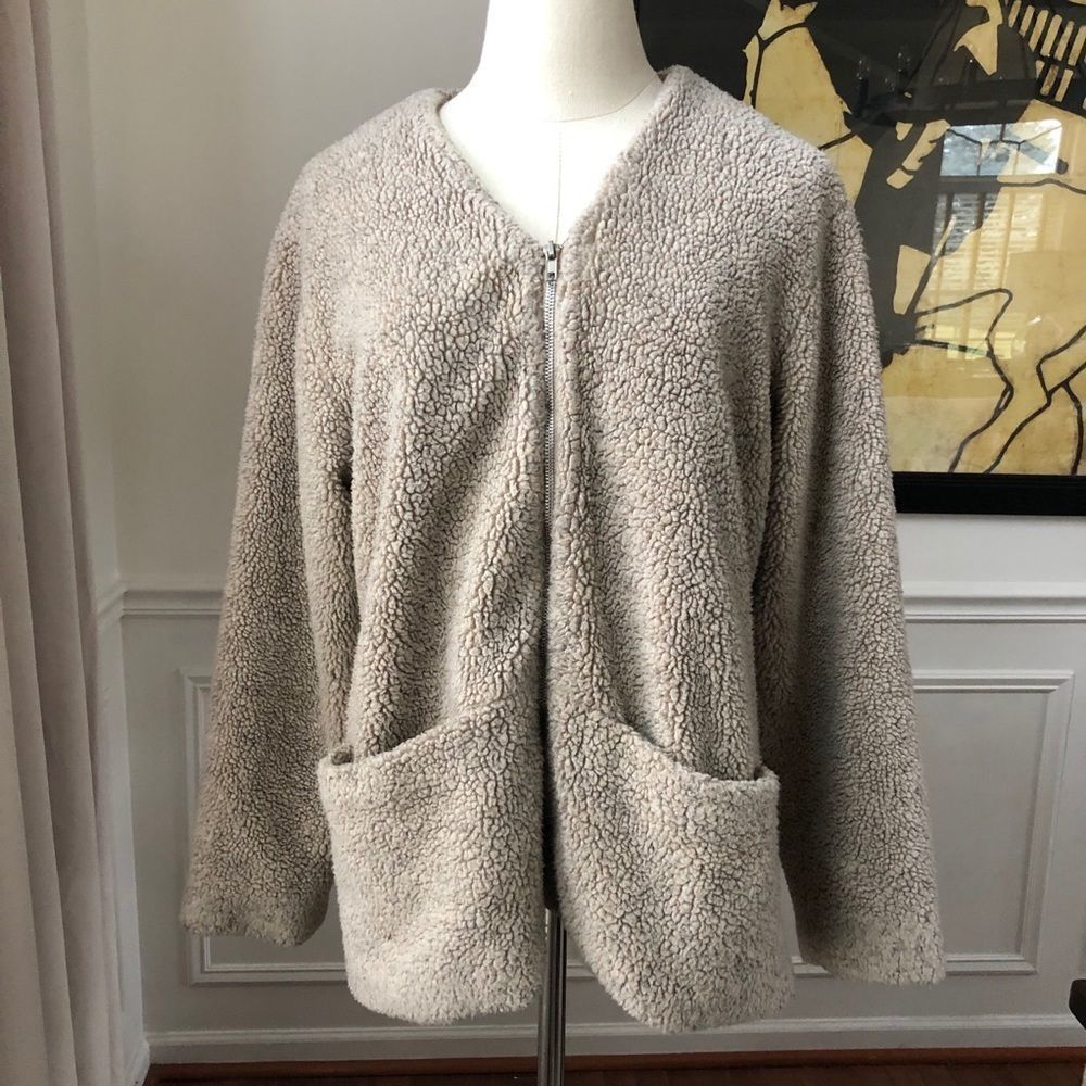 Harris Wallace Oatmeal Teddy Bear Zip Jacket S - Picture 1 of 8